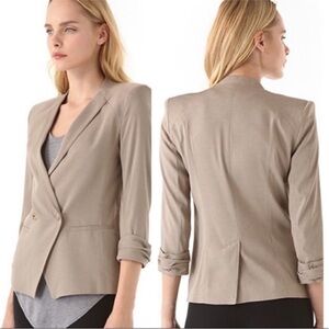Helmut Lang Double Breasted Silk Blazer Classic Neutral Office Professional